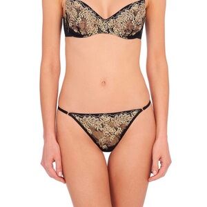 Natori Black and Gold Embroidered Bra